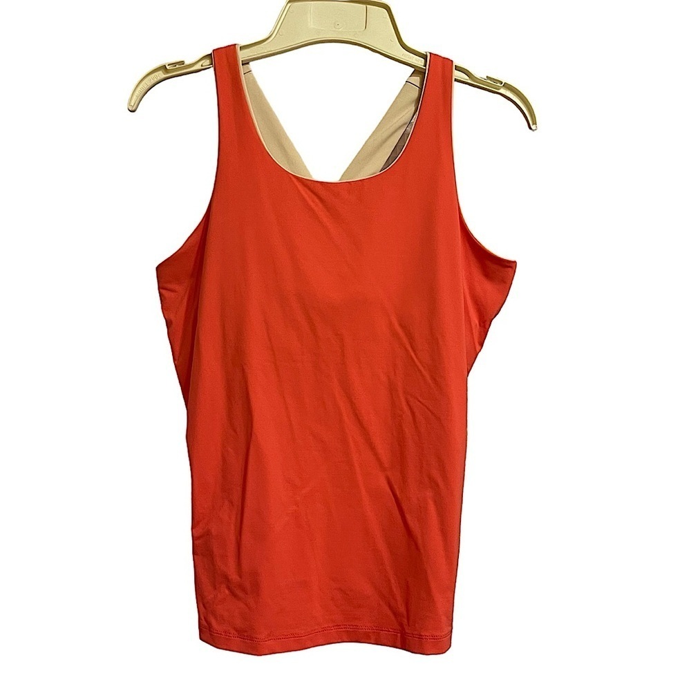 Arete Bright Coral Workout Top with Shelf Bra Size Medium